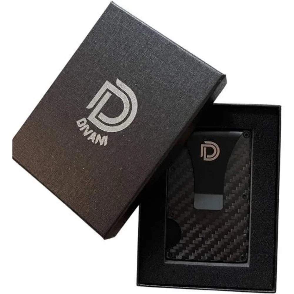 Men's Carbon Fiber Slim Wallet Smart Money Clip Cash Credit Card Holder